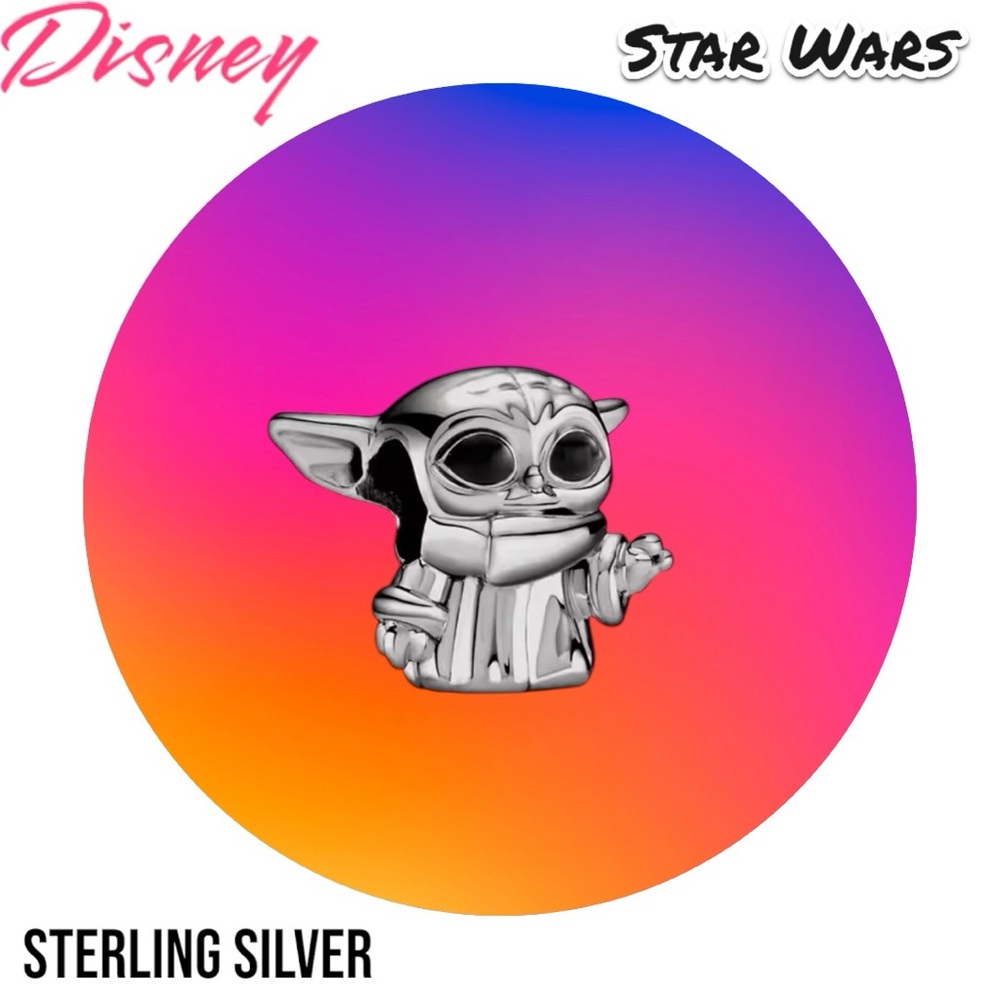 .925 Sterling Silver Charm Star Wars Grogu ruthenium-plated charm